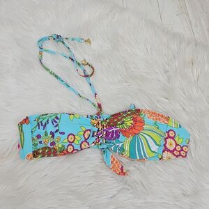 Trina Turk Floral Print Halter Bandeau Size 6 Swim Bikini Top Only